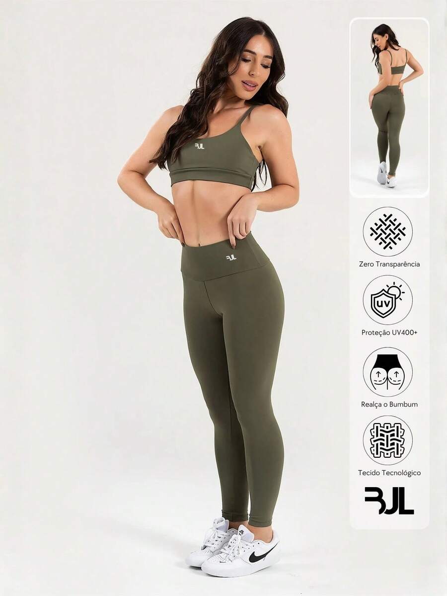 Women's Fitness Top And Leggings Set, Zero Transparency, Running, Yoga, Compression Shaping, Volleyball - 綠色 - 查看 1