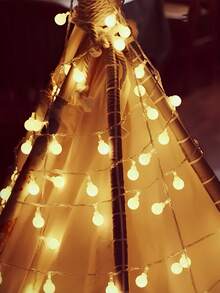 1 件 1.5 米/3 米/5 米/10 米电池供电圆球灯串，10/20/50/100 LED 灯，家居装饰仙女灯，房间装饰，婚礼派对照明，电池供电 LED 星光灯 - 黃色 - 查看 6