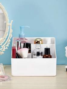 Caja de almacenamiento de cosméticos minimalista de 4 rejillas en forma de trapecio, portalápices para estudiantes, organizador de sala de estar para control remoto y varios