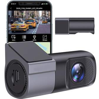 1080P高清行车记录仪，车载摄像头，前置行车记录仪，迷你行车记录仪，带夜视功能，24小时停车监控，循环录像，重力感应，APP控制，最大支持128GB存储卡