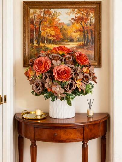 1/3 件人造花丝绸牡丹花束假玫瑰房间装饰秋季装饰丝绸绣球花束假植物用于秋季装饰婚礼花瓶用于家庭餐厅卧室装饰、节日生日派对配件、户外花园装饰、感恩节装饰、房间装饰、万圣节装饰、圣诞节装饰、节日礼物