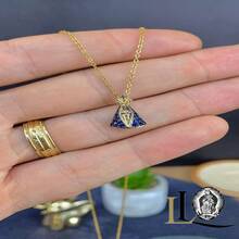 Gold Filled Virgem Aparecida Necklace: Zirconia Religious Jewelry