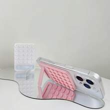 1pc Silicone Multifunctional Phone Case With Suction Cup Stand, Foldable Invisible Adhesive Phone Holder, Desk Non-Slip Macaron Color - Multicolor - View 9