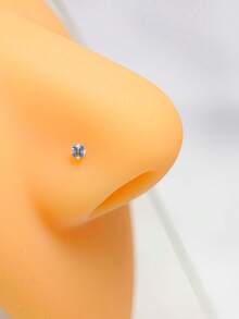 1 件 24G 925 纯银鼻环耳钉方晶锆石鼻穿孔身体饰品 2.5 毫米 CZ 穿孔鼻饰品女士