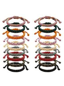 Bracelet tressé fait main, bracelet de corde ajustable vintage bohème coloré, nœud en forme de 8, cadeau de couple bicolore