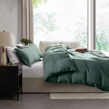 Soft Prewashed California King Duvet Cover Set, 3 Piece, Zipper Closure, 104x98 Inches Duvet Cover And 2 Pillow Shams - No Comforter,  In 2025 - 森林綠(無被子) - 查看 6