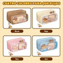 Bonito Estuche para Lpices de Carpincho, Caja de Almacenamiento de Papelera con Pegatinas y Otras decoraciones, Lapiceras Escolares de Gran Capacidad con 4 Compartimentos para La Escuela, Oficina - Blanco+25 - Ver 9