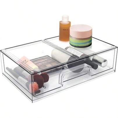Stackable Makeup Organizer And Storage Clear Acrylic Cosmetic Drawers With Handles For Vanity Under Table Kitchen Cabinets Pantry Home Organization And Storage