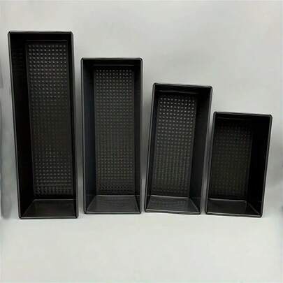 1pc/4pcs, Farida Bio, Rectangular Bread Baking Pan, Cake Mold, Non-Stick Carbon Steel Honeycomb Toast Mold Set - Suitable For Rectangular Bread And Cake Baking Pans In Kitchens And Restaurants, Perfect For Home Kitchens, Oven Baking, Bread Making, Kitchen Gadgets, Accessories