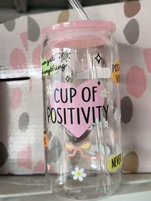 Pink Lid Glass Straw Cup, Iced Coffee Glass Cup, Matcha Straw Cup, Milk Tea Straw Cup, Can-Shaped Cola Cup - Best Gift Choice For Friends! - Multicolor - View 9