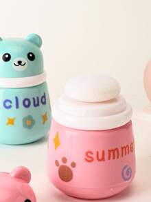 婴儿爽身粉海绵盒容器，婴儿尿布疹粉空盒，DIY卡通粉扑盒，一体式粉扑和容器 - 彩色 - 查看 5