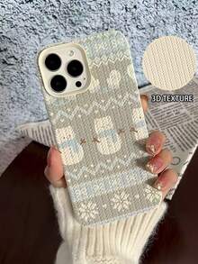 1pc New Winter Limited Edition Fashionable Cartoon Snowman Textured Waterproof Shockproof Soft Silicone Phone Case Cover Compatible With Iphone 17/17 Air/17 Pro/17 Pro Max, 16/16 Plus/16 Pro/16 Pro Max, 15/15 Plus/15 Pro/15 Pro Max, 14/14 Plus/14 Pro/14 Pro Max, 13/13 Pro/13 Pro Max, 12/12 Pro/12 Pro Max, 11/11 Pro/11 Pro Max - Multicolor - View 2