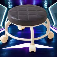 Accesorio amigable para bebés, taburete de aprendizaje multifuncional para niños con ruedas universales y taburete bajo, taburete redondo para el hogar para cambiar zapatos hecho de tela de cuero, taburete con ruedas para personas perezosas y pequeña silla de costura de belleza, taburete de celebridad de internet