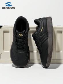 HOBIBEAR 1 paire de chaussures de sport pour l'automne/l'hiver, chaudes et imperméables, chaussures barefoot unisexes avec large, semelle en caoutchouc souple, chaussures de marche nordique confortables, chaussures d'entraînement allemandes pour adolescents, noir - Noir - Voir 1