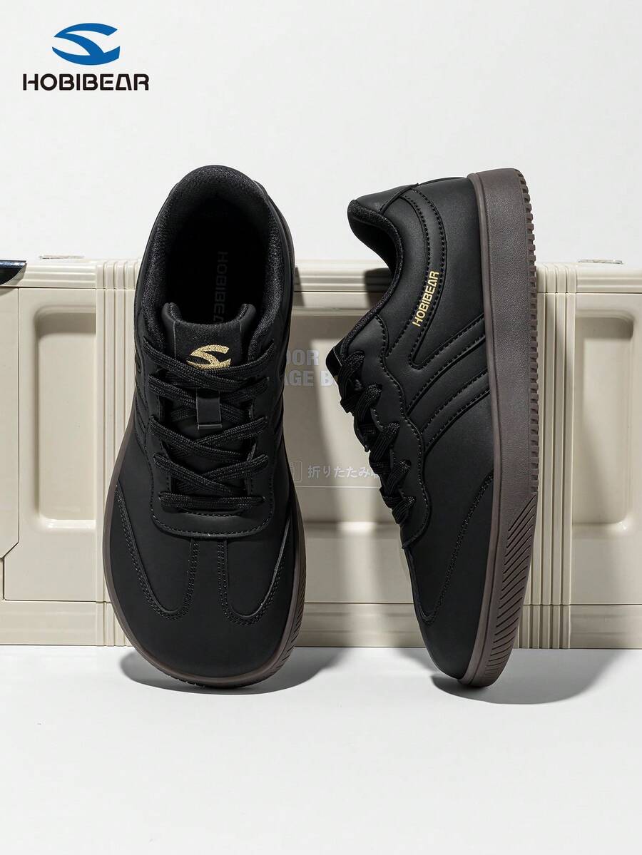 HOBIBEAR 1 paire de chaussures de sport pour l'automne/l'hiver, chaudes et imperméables, chaussures barefoot unisexes avec large, semelle en caoutchouc souple, chaussures de marche nordique confortables, chaussures d'entraînement allemandes pour adolescents, noir - Noir - Voir 1