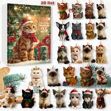 Party Packs Christmas Calendar 24 Day Christmas Cat Themed Countdown Calendar Keychain Acrylic 2D Pendants - Transparent - View 5