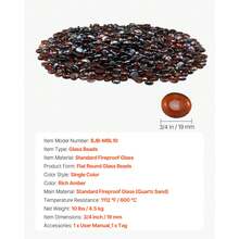 Fire Glass, 10LBS / 4.5KG High-Temperature Resistant Fireplace Rocks, 3/4-Inch / 19.05 Mm Reflective & Smokeless Firepit Glass Beads, High Luster Stone Landscaping For Fire Pit Table, Rich Amber - Dark Amber 10 Lbs - View 7