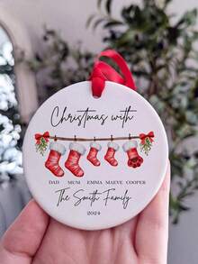 Personalised Family Name Christmas Ornament, Surname Christmas Bauble,Personalised First Christmas As A Family Of 4 Bauble, Baby First Christmas Tree Ornament, 1st Xmas Ornament.,Multi-Functional,Durable,Ornamental - Multicolor - View 9