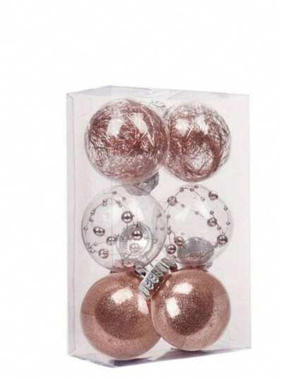6pcs/Box Transparent Christmas Ornament Balls, Suitable For Christmas Tree Decoration, Multi-Color Options