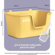 Arenero Inodoro para Gato Caja de con Pala, Paredes Altas Verde, - Amarillo + Regular - Ver 5
