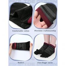 6 Pairs Women Men Ankle Toe Socks Cotton Warm Crew Toe Separator Socks For Athletic Running{"Color_name":"DarkColor","Size_name":"5-9","Style":"Five-Toe"} - 多色8 - 查看 6