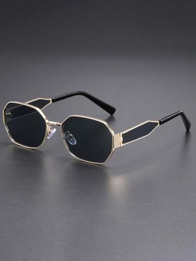 feye 1 Kính râm kim loại gọng rộng gọng nhỏ màu vàng dành cho nam, Phụ kiện thiết yếu cho mùa hè, bãi biển, du lịch, lễ hội