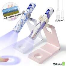 Lâmpada de secagem de unhas portátil, UV/LED, que cura todos os tipos de esmalte em gel. Recarregável com cabo Tipo C, conjunto 3 em 1 com suporte, lâmpada e cabo. Compacta e elegante, ótima opção para presente, acessível e com excelente custo-benefício. - Multicolorido - Ver 7