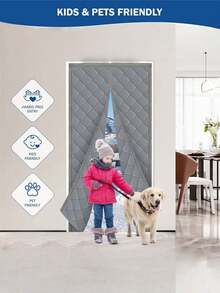 1 件/冬季磁性隔热门帘 - 适用于 91.44x208.32cm（96.52x213.36cm）的门，冬季保暖、防风、防雨、隔音，适用于前门/厨房/卧室/隔热门帘，冬季隔热门帘，磁性门帘 [灰色] - 彩色 - 查看 5