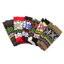 Christmas Snowflake Knitted Fingerless Gloves, Winter Warm Colorful Knitted Sleeve Cuffs For Holiday