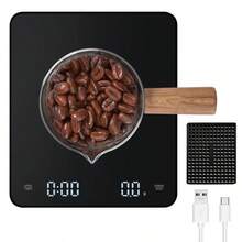 Bscula de Caf con temporizador, Bscula Digital Precisa para cocina y alimentos, puede pesar 0.1g - 3 Kg Unidades g, oz, ml, Adecuada para verter caf, espresso, goteo de caf, hornear, cocinar - inicial - Ver 2