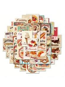 SCXXBSW 50pcs Fun Cartoon Retro Food Creative Stickers Suitable For Handbooks, Phone Cases, Laptop Suitcases, Refrigerators - Multicolor - View 5