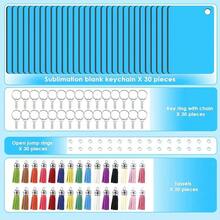 Sublimation Keychain Blanks Bulk 120 Pcs, Double Sided Sublimation Blanks Keyrings With Tassels Heat Transfer Keychains Blank Key Chains - trắng - Xem 5