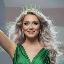 Tiara de la Estatua de la Libertad - Corona de metal tipo Renfaire para novia con picos, diadema para mujeres, disfraz de Renacimiento, Halloween - Plata con diamantes de imitación verdes - Ver 10