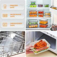 48/50PC Large Capacity Covered Food Storage Containers, Leak Proof Plastic Meal Containers, Reusable Lunch Box Kitchen Accessories  Microwave And Dishwasher , Including Labels And Pens - 透明 - 查看 3