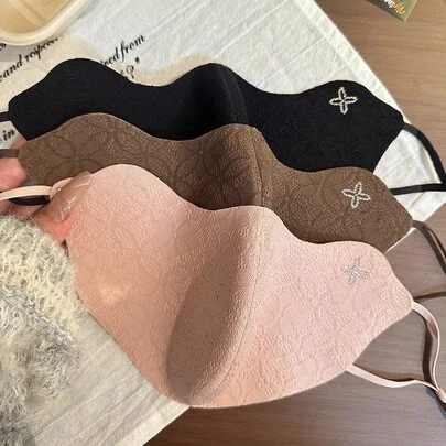 New Elegant Lace Thickened Warm Mask, Anti-Wind And UV Protection, Thick 3D Design Face Cover, Autumn/Winter