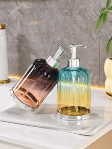 Light Luxury Lotion Hand Soap Bottle, Push-Type Soap Bottle, Bathroom Shampoo Shower Gel Dispensing Bottle, Refillable Plastic Empty Bottle, Suitable For Bathroom, Countertop, Kitchen, Laundry Room - Multicolor - View 2