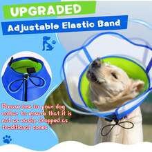 New Adjustable Small Dog Cone Collar Protective Cover, Post-Surgery Protection, Portable, Blue-Green Color - Blue - View 3