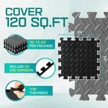 Interlocking EVA Foam Floor Tiles For Home Gym, 24 Sq Ft To 120 Sq Ft Puzzle Exercise Mat With Border For Workout Equipment