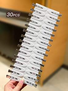 30个白色简约百搭发夹，小巧精致，鳄鱼夹款式，女士发饰，发夹，度假装饰，适合日常休闲及户外佩戴，发饰，女士配饰，头部配饰 - 白色 - 查看 6