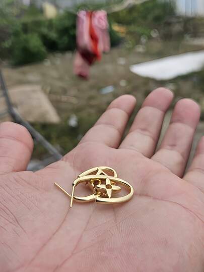 2pcs 24K Gold Plated Asymmetric Earrings, Classic New Stylish & Elegant Earrings For Women