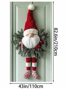 1 pezzo Ghirlanda natalizia con gnomo 2D, un ornamento da appendere con un nano, una ghirlanda natalizia da appendere alla porta, stampata con ghirlande e gnomi, con dettagli di cappelli lavorati a maglia e calze a righe, adatta per decorazioni natalizie, per casa, ufficio e porta, decorazioni natalizie e di Capodanno. (Senza ghirlanda)