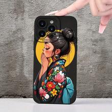 Funda de teléfono móvil con tema de kimono japonés, patrón creativo, simple, único, divertido, genial, moderno, para hombres y mujeres, con textura mate de ojo de ángel para iPhone 16 15 14 13 12 11 XS XR X 7 8 Plus Pro Max Mini, enviar a amigos, familia, novio, novia - Mezcla de colores - Ver 6