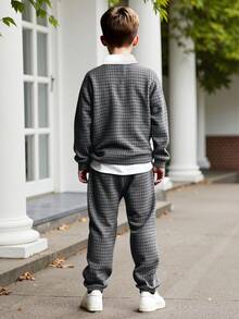 2pcs/Set Boys' Colorblock Long Sleeve Polo Shirt And Casual Comfortable Pants Outfit, Fashionable And Suitable For Outdoor, Spring/Autumn