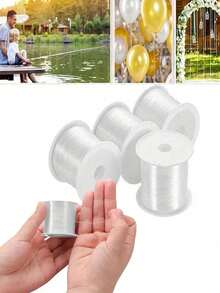 خيط نايلون شفاف غير مرئي - 5500 سم / 2165.35 بوصة، مثالي لتعليق البالونات، وتنظيم الخرز والمجوهرات، وإكليل عيد الميلاد وديكورات الحفلات، أساسيات ديكور الحفلات | خيط غير مرئي | ملمس ناعم، ديكورات البالونات - متعدد الألوان - مشاهدة 2