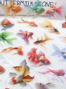 50pcs Goldfish Koi Fish Sticker Waterproof PET Transparent Decals For Kids Waterbottle Laptop Skateboard Guitar Fridge Phone Diary DIY Decorate Sticker - Nhiều màu - Xem 4