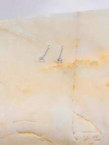 1 件 24G 925 纯银鼻环耳钉方晶锆石鼻穿孔身体饰品 2.5 毫米 CZ 穿孔鼻饰品女士