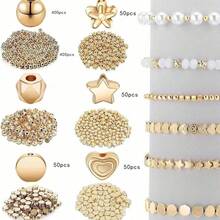 400 件/600 件隔珠套装 星形珠 圆球珠 圆珠 刻面隔珠 心形珠 花形珠 扁平圆盘珠 散珠 适用于手链 耳环 项链 珠宝制作 - 彩色 - 查看 13