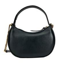 Versace Quilted Black Leather Half Moon Chain Crossbody Bag - màu đen - Xem 3