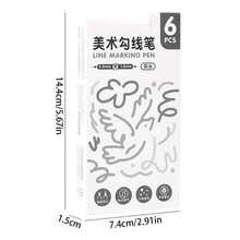 6 piezas Bolígrafos marcadores de estilo minimalista con líneas - Ideales para bocetos, dibujos y diarios, tinta de flujo suave adecuada para ilustraciones precisas