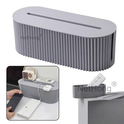 1 Office Cable Organizer With Lid, Large Capacity Cable Organizer, Space Saving Cable Management Box For Desktop Outlets